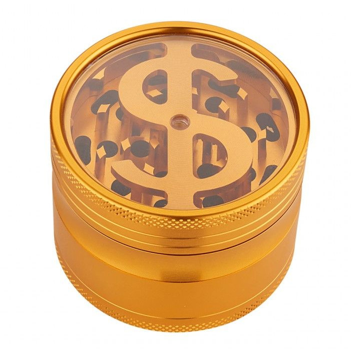 Гріндер алюмінієвий Champ CH HIGH ALU GRINDER LEAF DOLLAR 63MM  оптом - 89472
