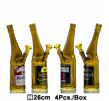 Бонг стеклянный Beer Bottle - H:26cm оптом - 88023