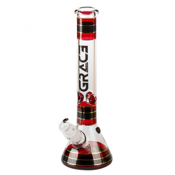Бонг скляний Grace Glass | Striped Series Red H:32cm - D:50mm - SG:29mm оптом - 88354