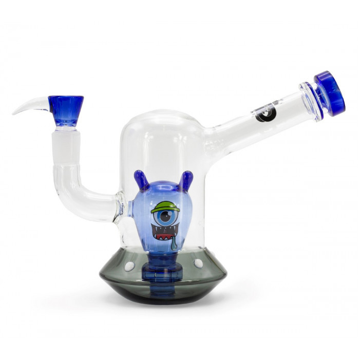Бонг скляний Grace Glass Spaceship Alien Bong Blue H:18cm SG:18.8mm  d:70/25mm оптом - 88119