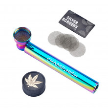 Трубка скляна та гріндер CHAMP HIGH RAINBOW GLASS PIPE & GRINDER
