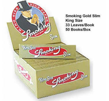 Бумага для самокруток GOLD Smoking Slim KingSize 33 оптом - 89241