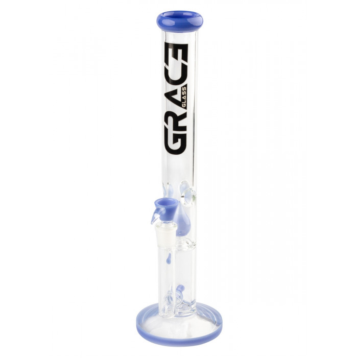 Бонг скляний Grace Glass Limited Edition Straight Blue H:43cm - 0:50mm - S G:18.8mm оптом - 88313