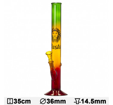 Бонг стеклянный Rasta Lion- H:35cm- ?:36mm оптом - 88150