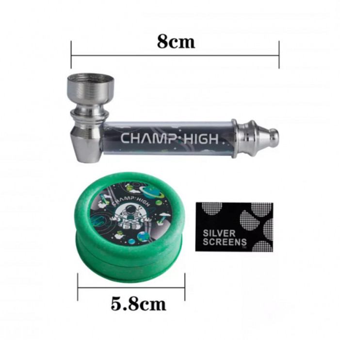 Трубка металева з гріндером CHAMP HIGH - PIPE & MAXI GRINDER DL12 оптом - 89464