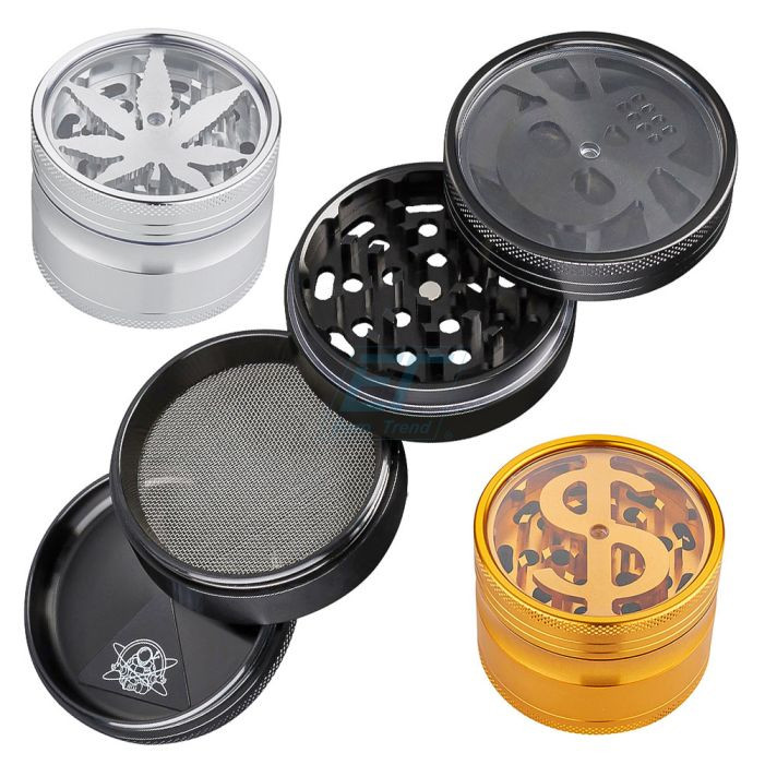Гріндер алюмінієвий Champ CH HIGH ALU GRINDER LEAF DOLLAR 63MM  оптом - 89472