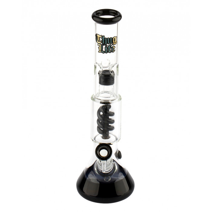 Бонг скляний Thug Life | OG Series V2 Black - H:35cm - SG:18.8mm - D:55mm оптом - 88355