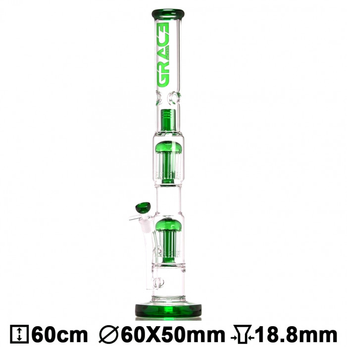 Бонг скляний Grace Glass LABZ Series | Haze Maze v2 Green H:60cm ?:55/45mm SG:18.8mm оптом - 88190