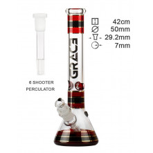 Бонг скляний Grace Glass | Striped Series Red H:32cm - D:50mm - SG:29mm