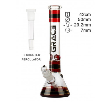 Бонг скляний Grace Glass | Striped Series Red H:32cm - D:50mm - SG:29mm оптом - 88354