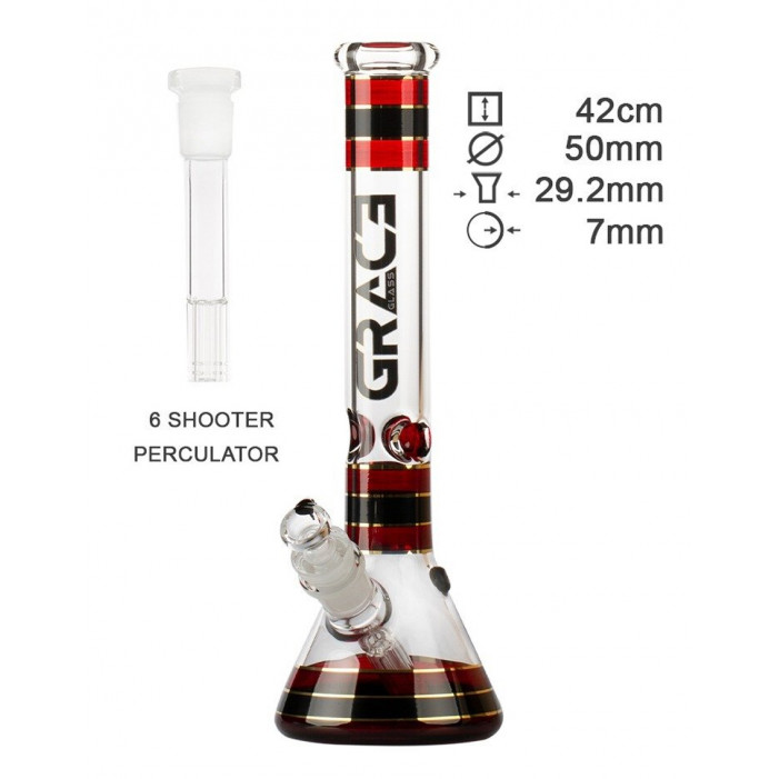 Бонг скляний Grace Glass | Striped Series Red H:32cm - D:50mm - SG:29mm оптом - 88354