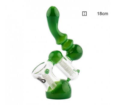 Бонг стеклянный Saxo Green Bubbler - H:18cm оптом - 88080