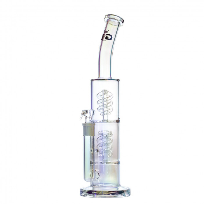 Бонг стеклянный Grace Glass | Octopus White Barrel Spiral perc Bong H:40cm Socket:18.8mm TH:7mm оптом - 88344